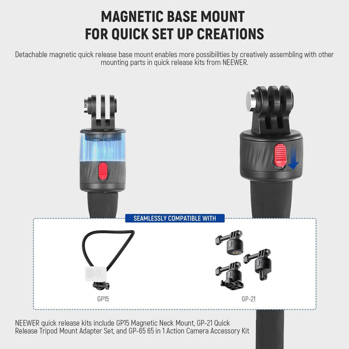 Abrazadera de montaje de liberación rápida flexible NEEWER GP-17 compatible con GoPro Insta360 DJI iPhone 15