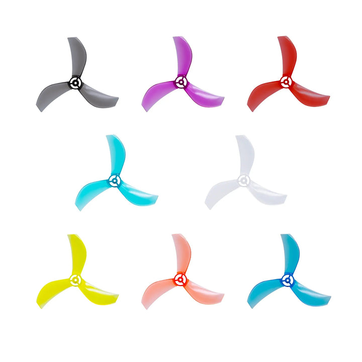 NewBeeDrone Azi 1615-3 / 1,6" Tri-Blade Micro/Whoop FPV Drone Props pour arbre de 1 mm (lot de 8) - Choisissez la couleur