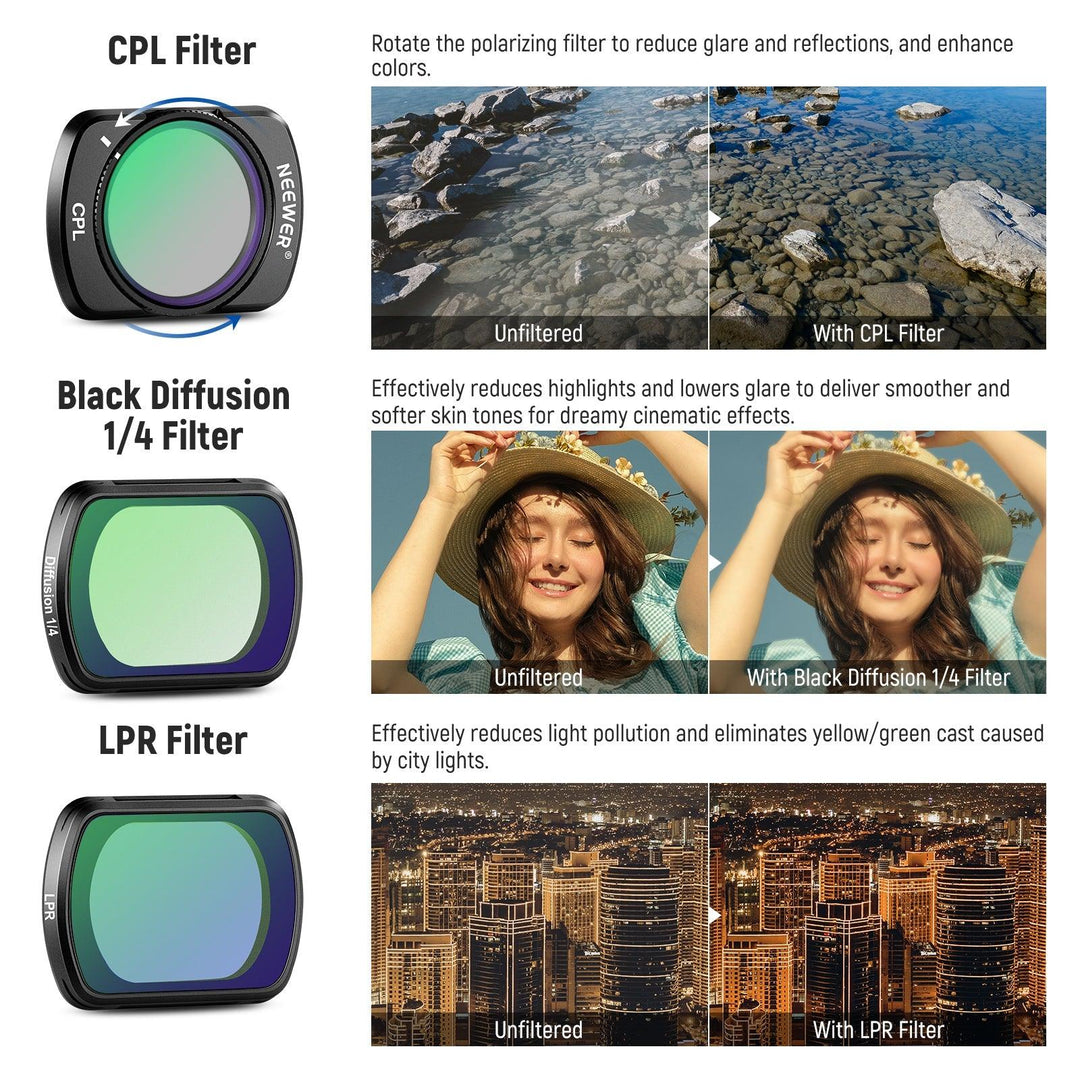 NEEWER Lot de 14 filtres magnétiques ND et CPL et filtres à effets pour DJI OSMO Pocket 3