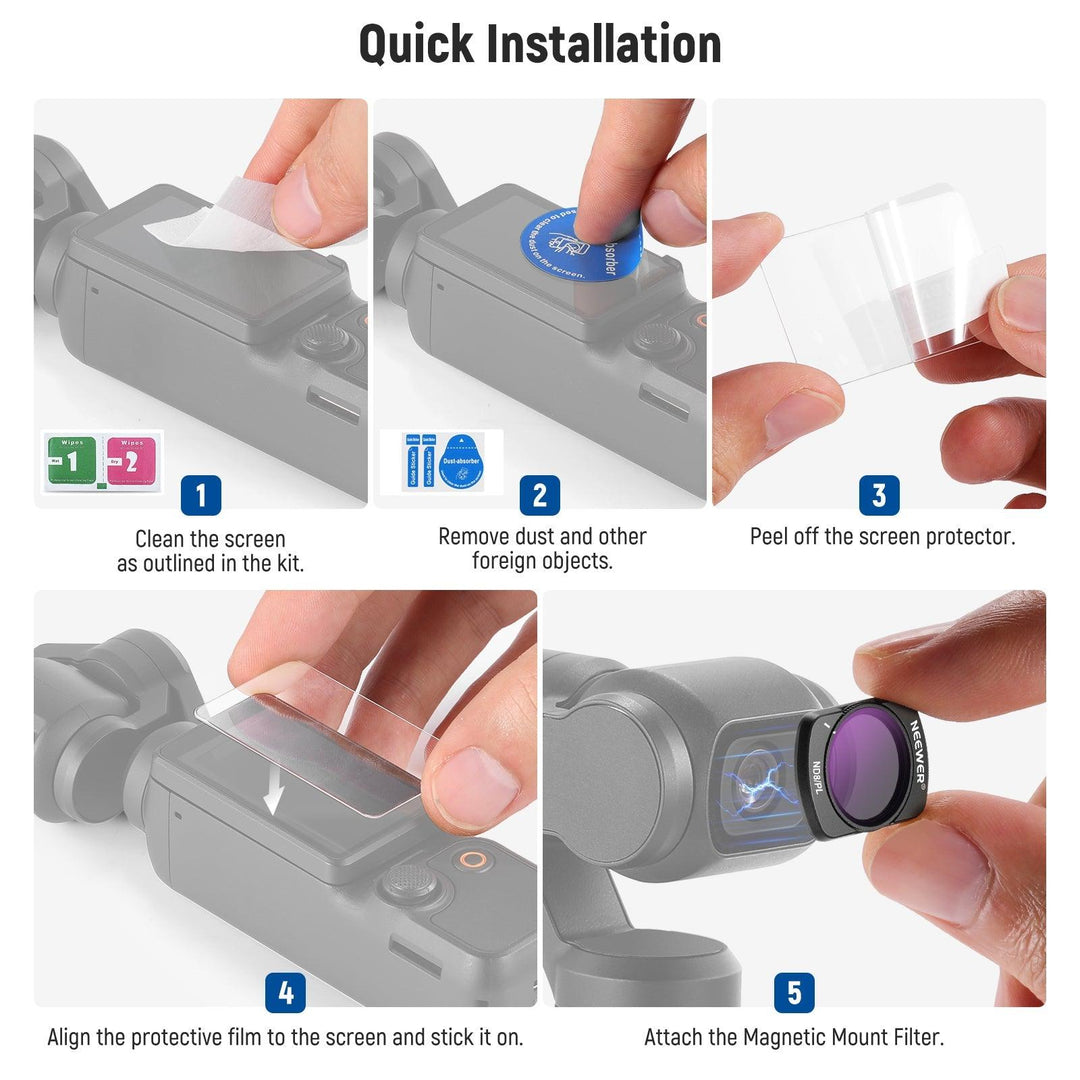 NEEWER Lot de 4 filtres magnétiques ND/CPL pour DJI OSMO Pocket 3