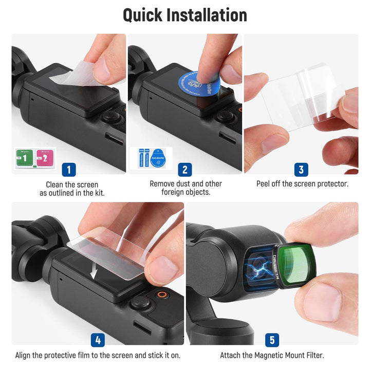 Filtro difusor magnético negro NEEWER FL-47 de 1/4" para DJI OSMO Pocket 3