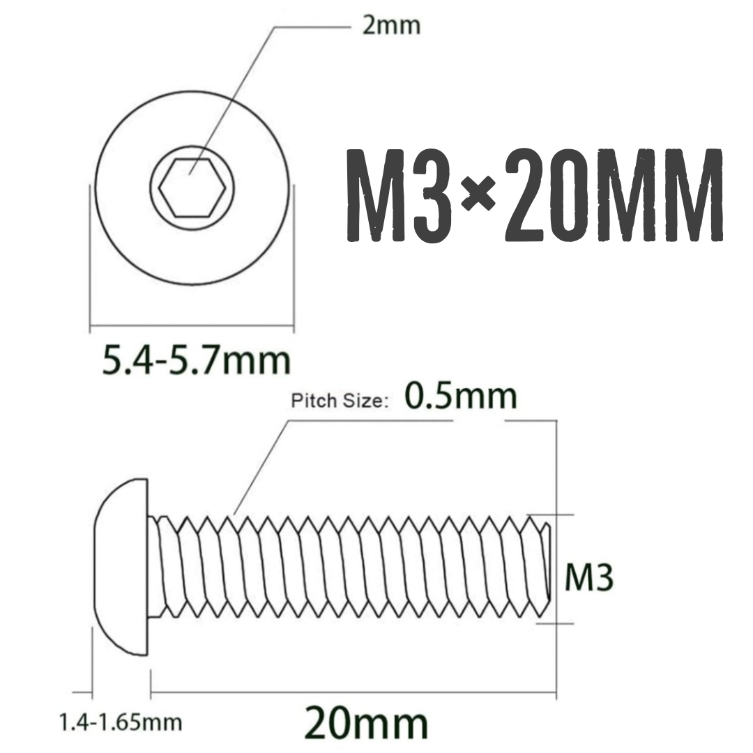 Tornillos de cabeza avellanada M3×20 mm (paquete de 10)
