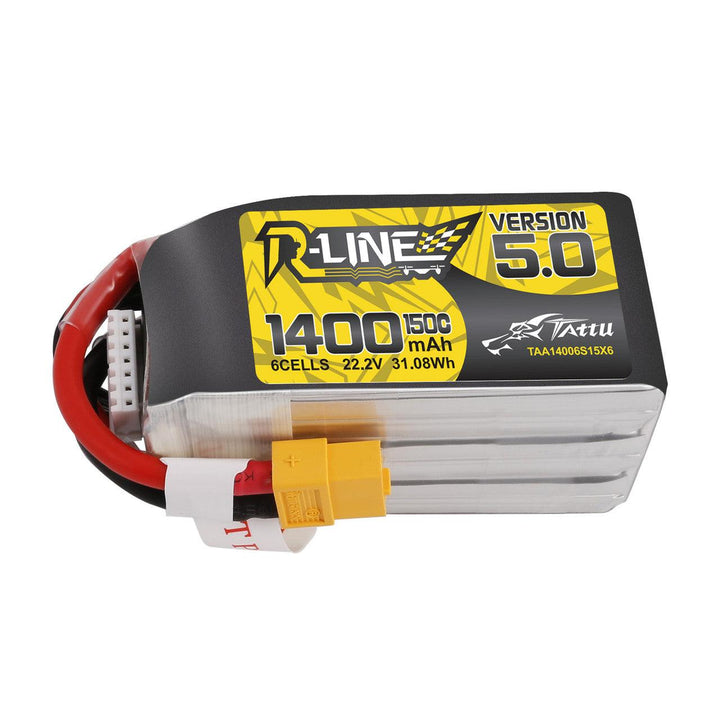 Batterie LiPo Tattu R-Line Version 5.0 1400mAh 6S 150C 22.2V avec prise XT60