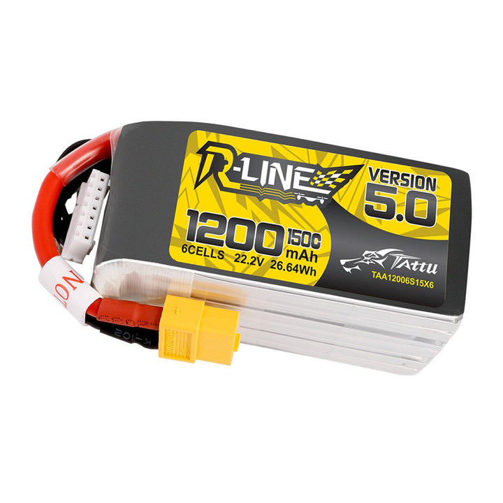 Batterie LiPo Tattu R-Line Version 5.0 1200mAh 6S 150C 22.2V avec prise XT60