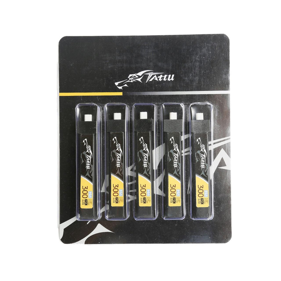 Pack de batteries LiPo haute tension Tattu 300 mAh 1 S 75 C 3,8 V (5 pièces) - PH2.0