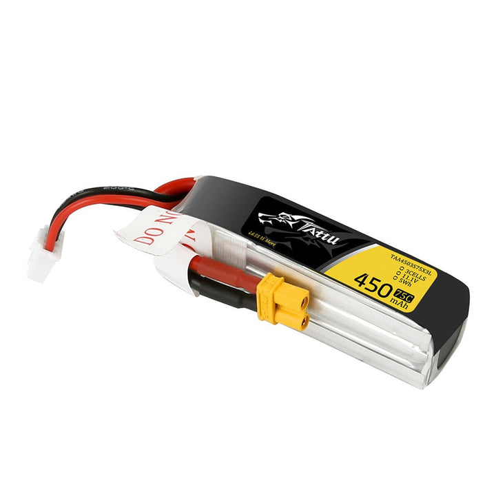 Batterie Tattu 450mAh 3S 75C 11.1V LiPo avec prise XT30 - Taille longue
