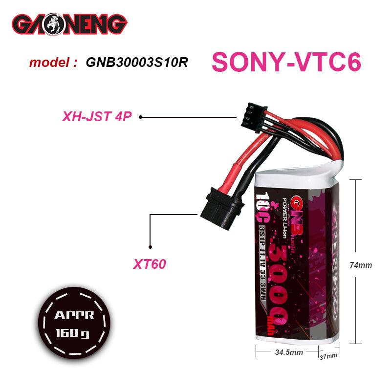 Pack de batterie lithium-ion GNB 3000 mAh 11,1 V 3S 10 C 18650 SONY VTC6 FPV longue portée