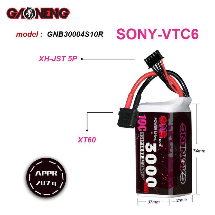 Pack de batterie lithium-ion GNB 3000 mAh 14,8 V 4 S 10 C 18650 SONY VTC6 FPV longue portée