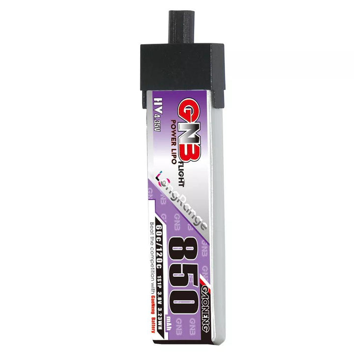 Batterie LiPo GNB27 1S 3,8 V HV 850 mAh 60 C avec tête en plastique