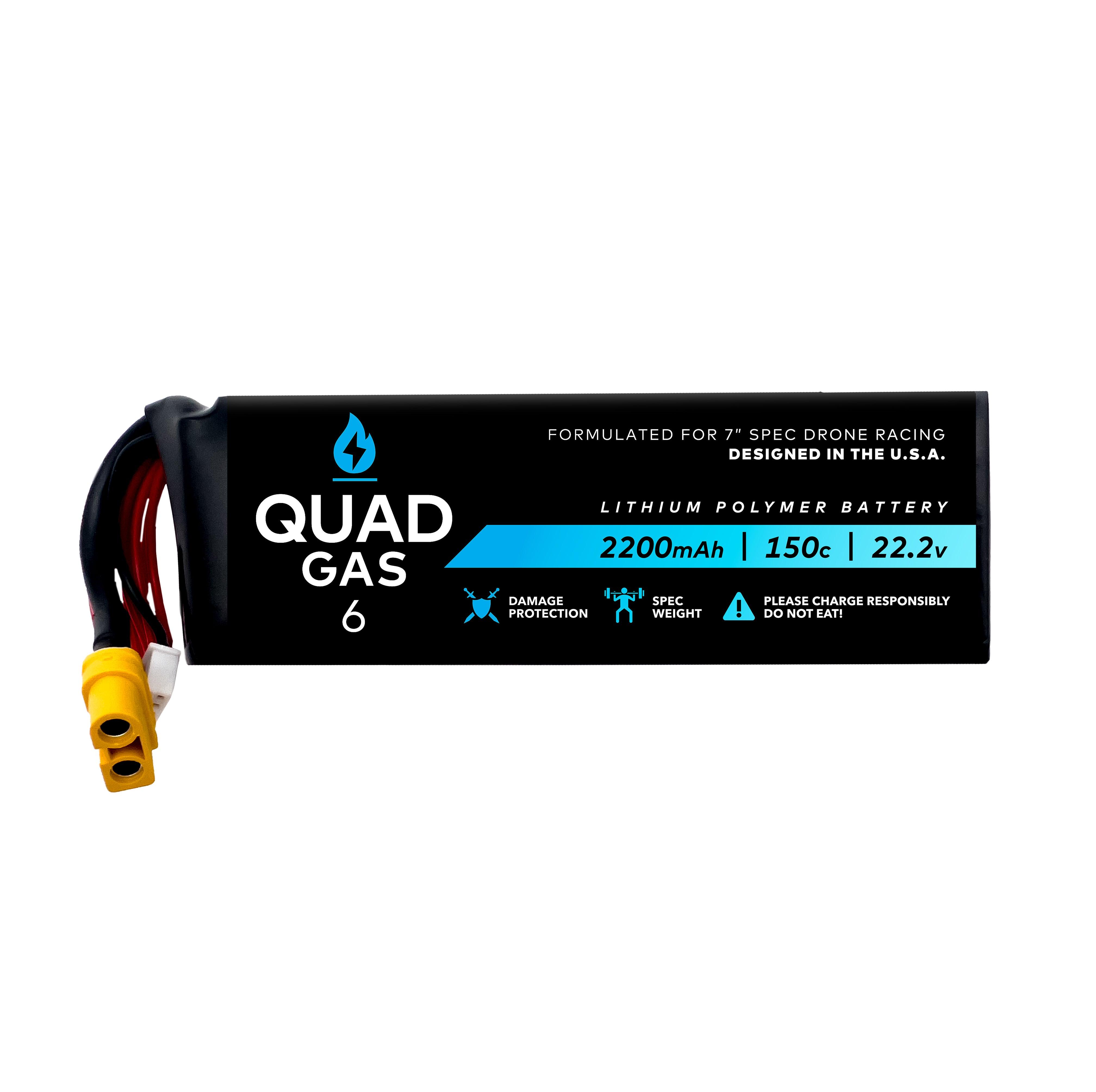 WREKD® Quad Gas 6S 2200mAh FPV Drone Battery (1pc)