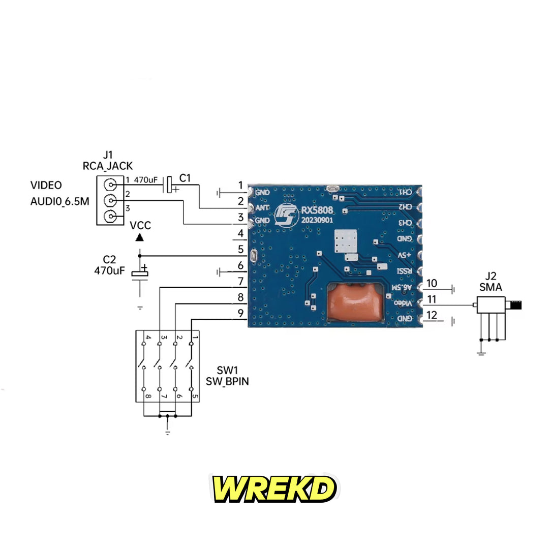 Module récepteur vidéo FPV audio sans fil RX5808 5,8 GHz -90 dBm