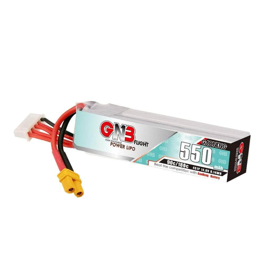 Gaoneng GNB 14.8V 4S 550mAh 90C LiPo Micro Battery (Long Type) - XT30 at WREKD Co.