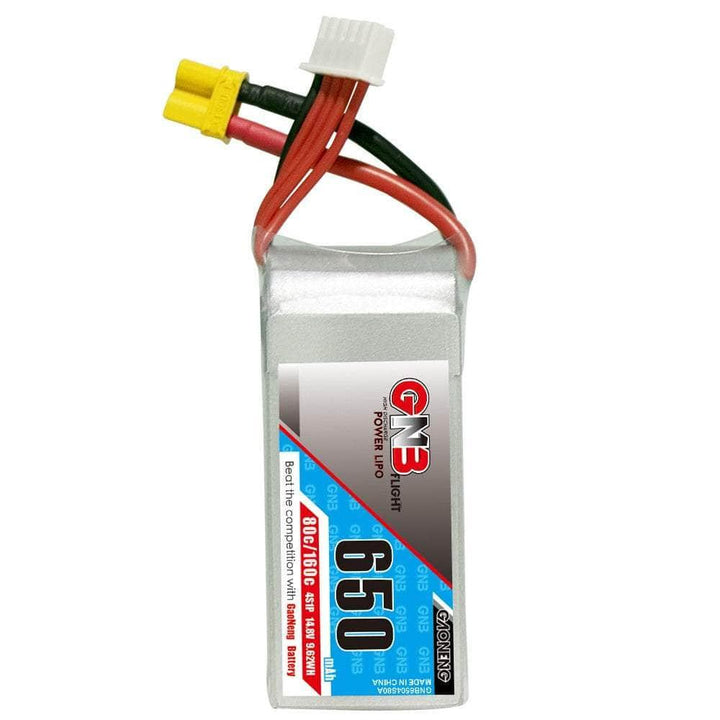 Gaoneng GNB 14.8V 4S 650mAh 80C LiPo Micro Battery (Square Type) - XT30 at WREKD Co.
