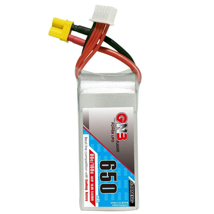 Gaoneng GNB 14.8V 4S 650mAh 80C LiPo Micro Battery (Square Type) - XT30 at WREKD Co.