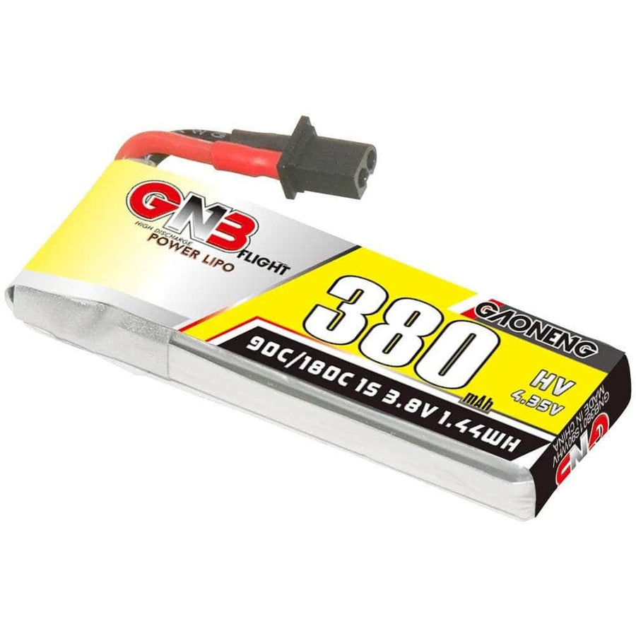 Gaoneng GNB 3.8V 1S 380mAh 90C LiHV Whoop/Micro Battery w/ Cabled - A30 at WREKD Co.