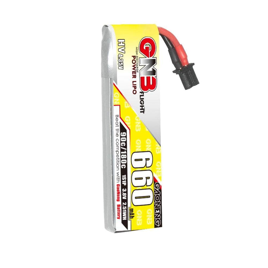 Gaoneng GNB 3.8V 1S 660mAh 90C LiHV Whoop/Micro Battery w/ Cabled - A30 at WREKD Co.