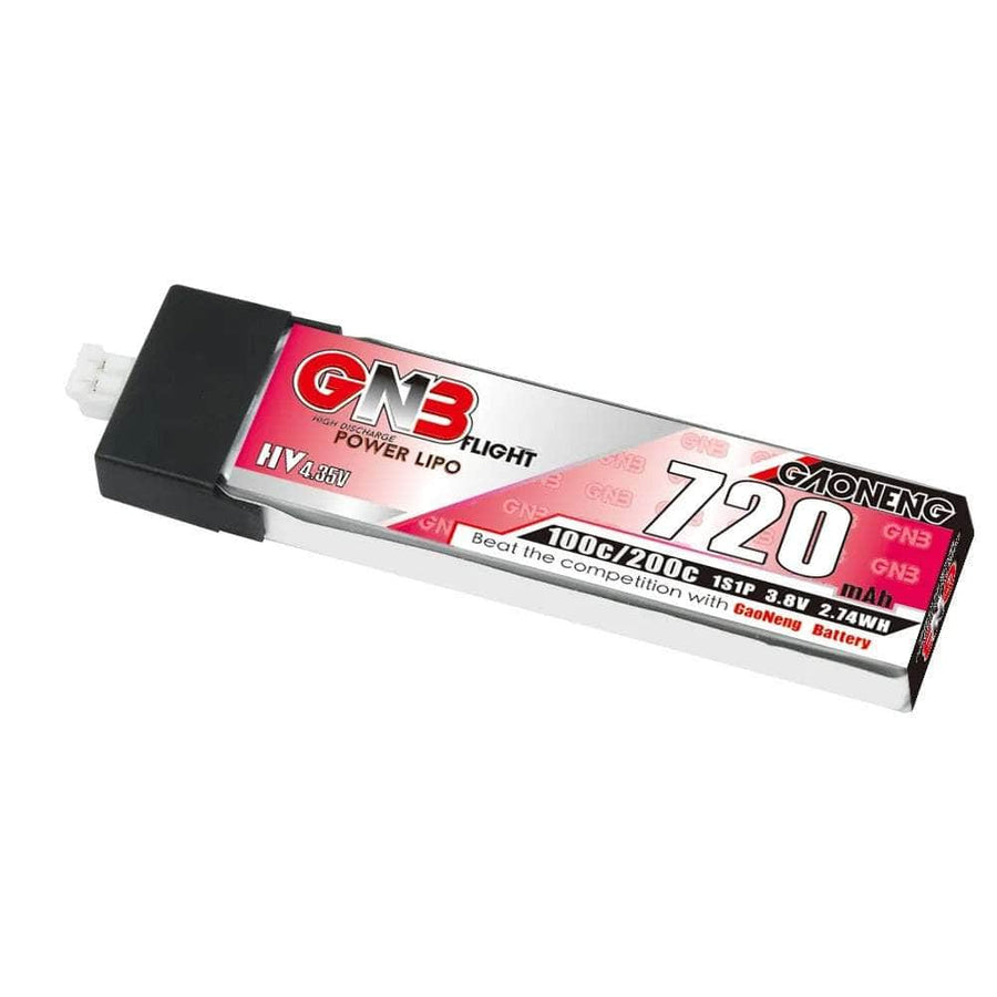 Gaoneng GNB 3.8V 1S 720mAh 100C LiHV Whoop/Micro Battery w/ Plastic Head - PH2.0 at WREKD Co.
