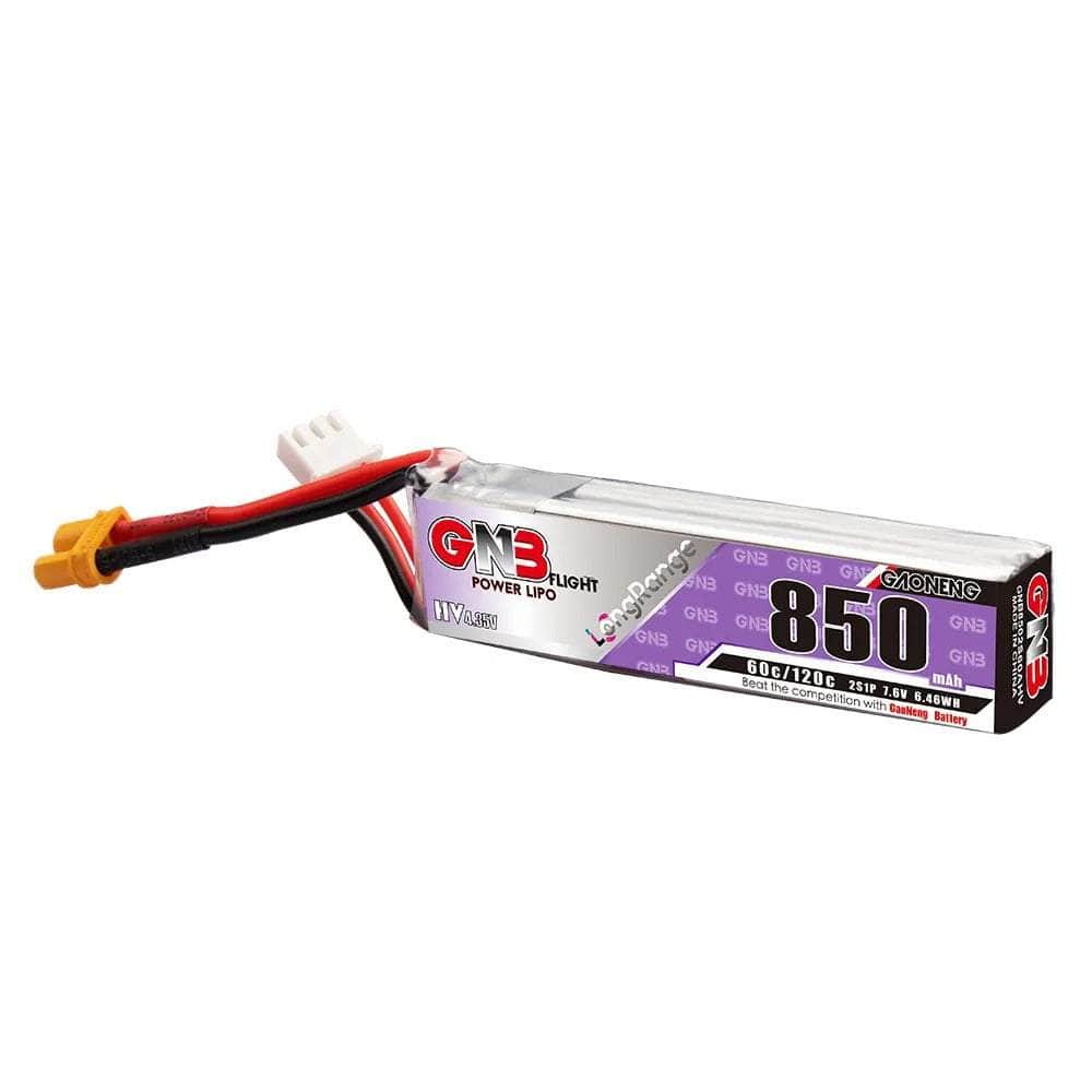 Gaoneng GNB 7.6V 2S 850mAh 60C LiHV Micro Battery (Long Type) - XT30 at WREKD Co.