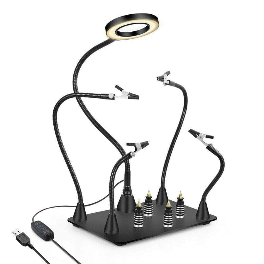 Magnetic Helping Hands Soldering & Building Aid Tool w/ 3X LED Magnifying Lamp at WREKD Co.