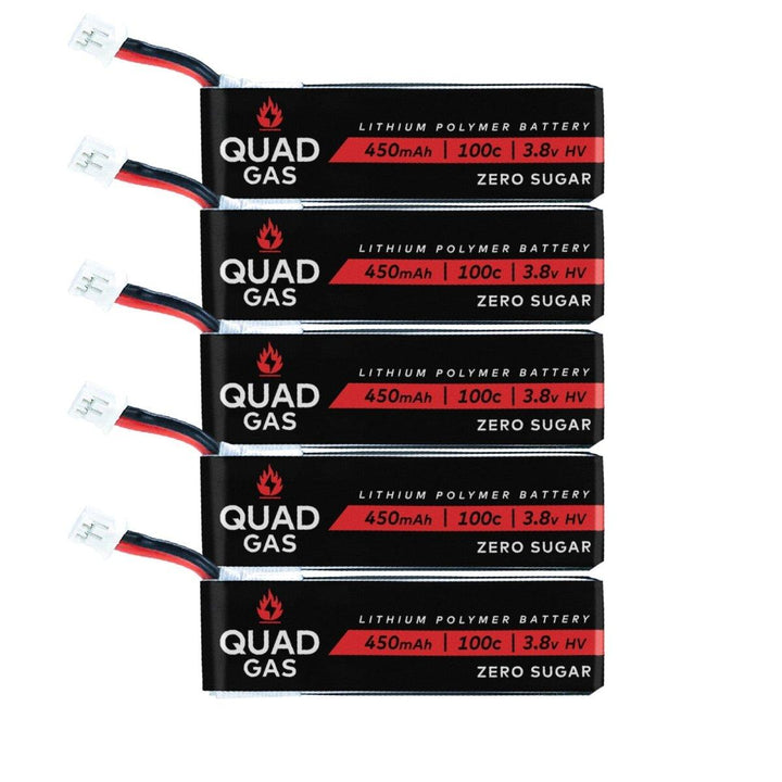(PRE-ORDER) Quad Gas 1S 450mAh 100C Battery for Micro/Whoops - Choose Connector (5pc) at WREKD Co.