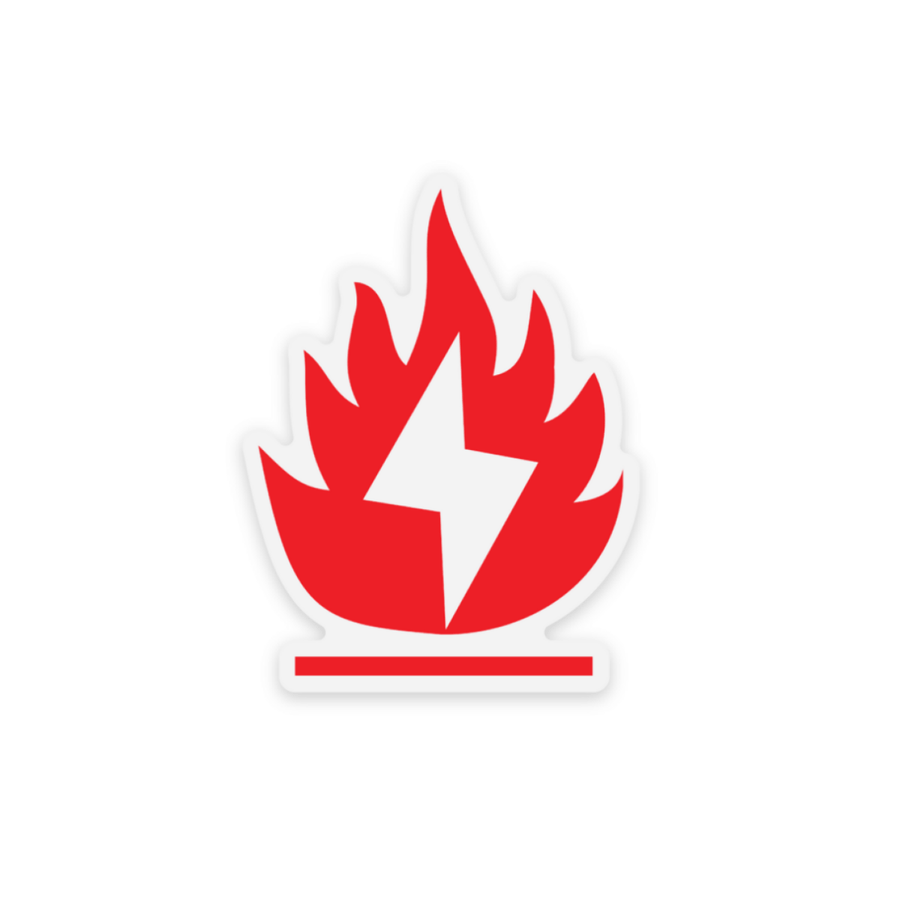 Quad Gas Fire Bolt "Hazmat" Symbol 1.53″ × 2″ Sticker w/ Clear Edge at WREKD Co.