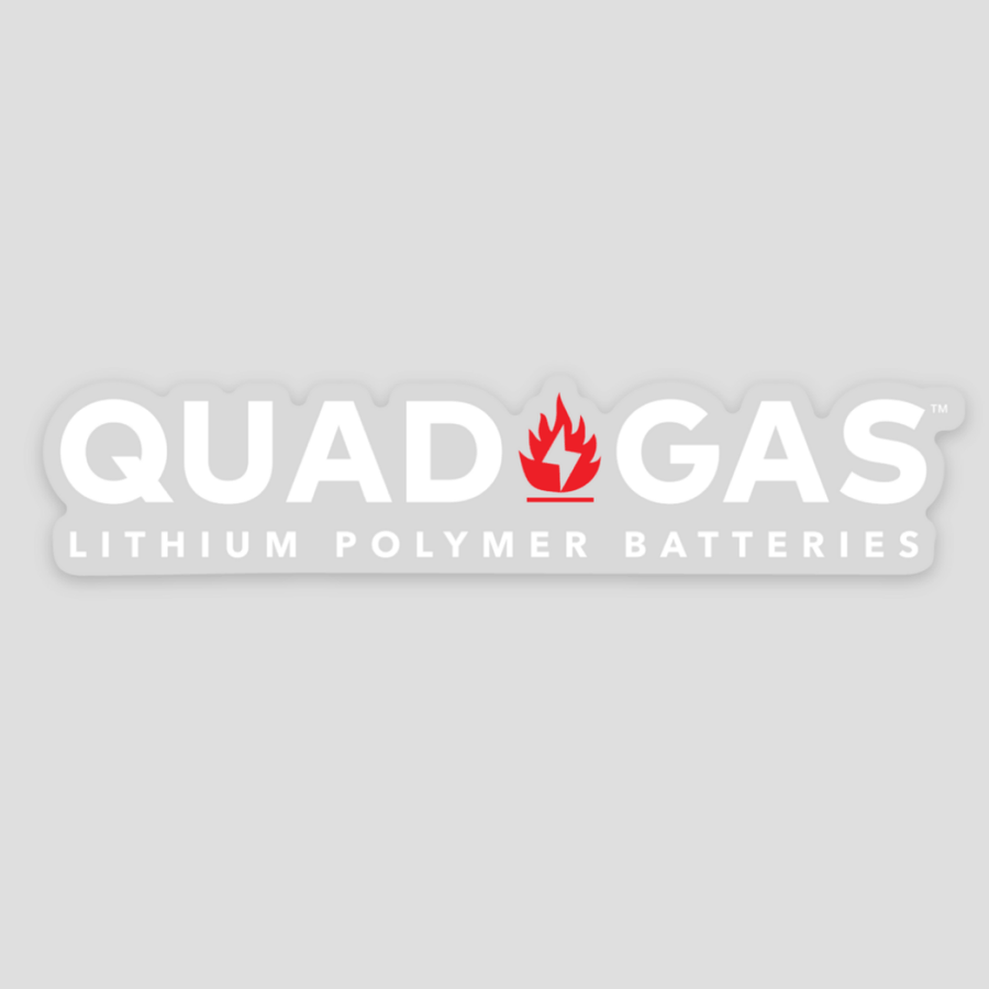 Quad Gas Logo 3.44″ × 0.75″ Sticker w/ White Letters + Clear Trim at WREKD Co.