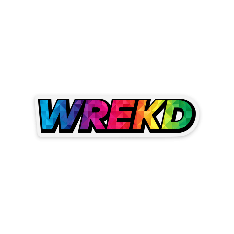 WREKD Colorful Logo 2.97″ × 0.75″ Sticker w/ Black Shadow + Clear Edge at WREKD Co.