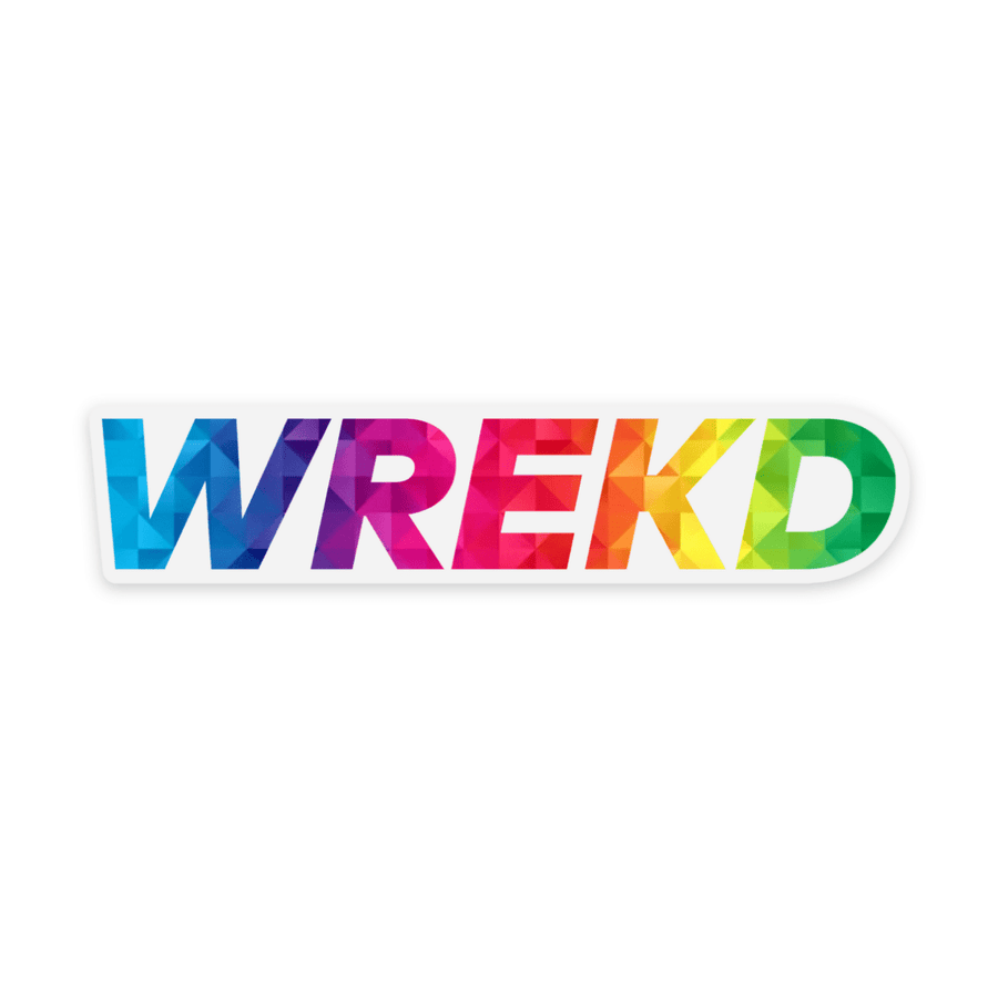 WREKD Colorful Logo 3.46″ × 0.75″ Sticker w/ Clear Edge at WREKD Co.