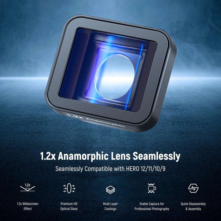 NEEWER LS-56 1.2x Anamorphic Lens Compatible with GoPro Hero 12 11 10 9