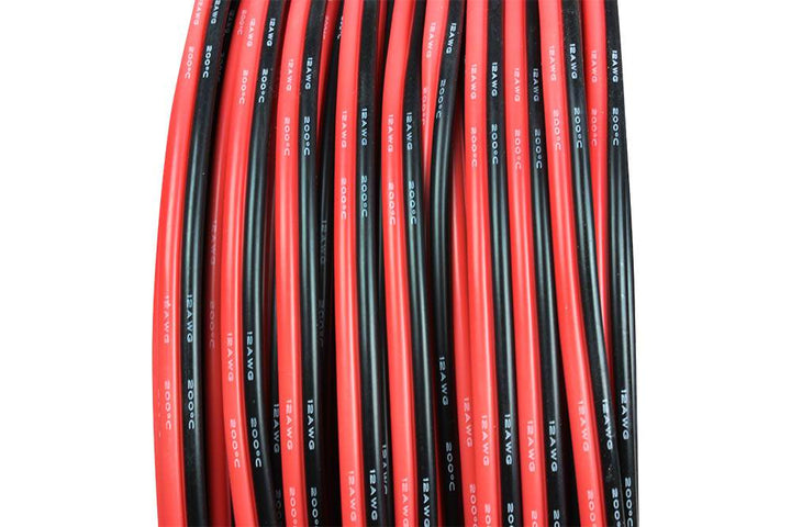 12 AWG Conjoined Red & Black Silicone Wire by the Foot