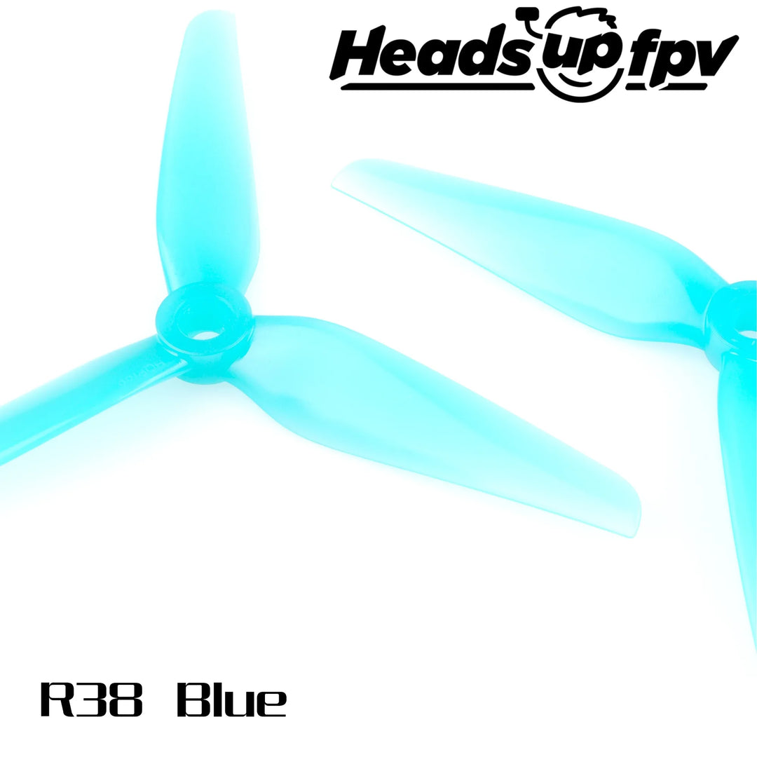 HQ Prop R38 Headsup 5138-3 5.1" 3-Blade Prop (2CW+2CCW) - Blue