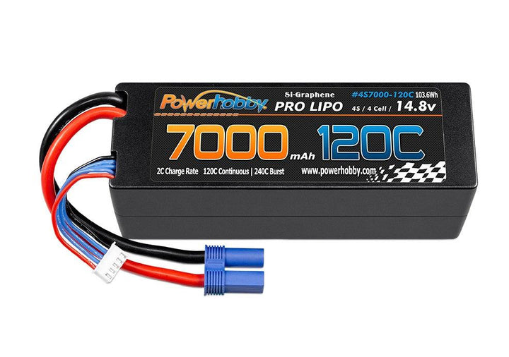 Powerhobby 4s 14.8V 7000MAH 120C Graphene Lipo Battery w EC5 Plug Hard Case