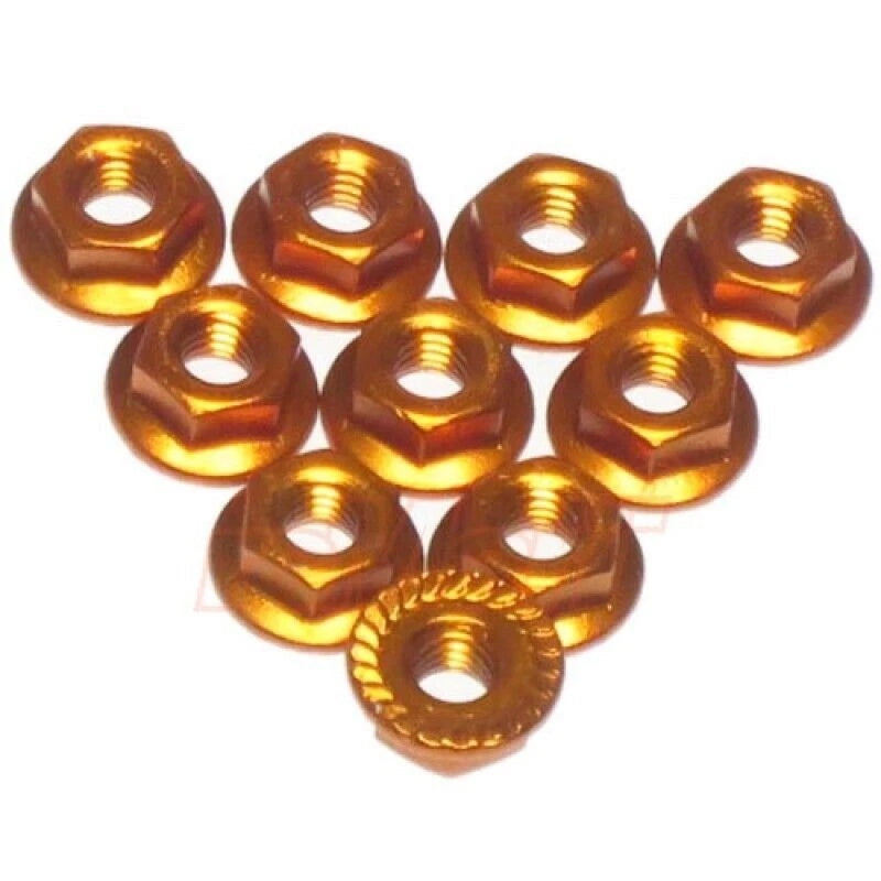 Yeah Racing LN-M4S-OR 4mm Aluminum Serrated Lock Nut (10) (Orange)