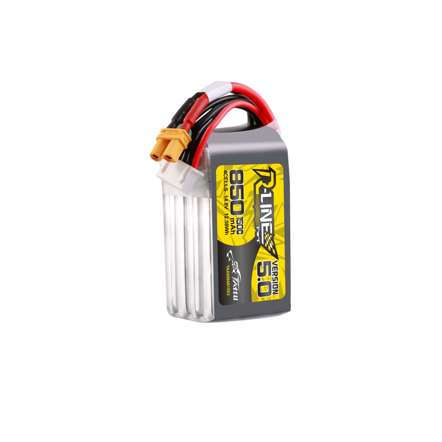 Tattu R-Line Version 5.0 850mAh 4S 14.8V 150C LiPo Battery Pack with XT30 Plug