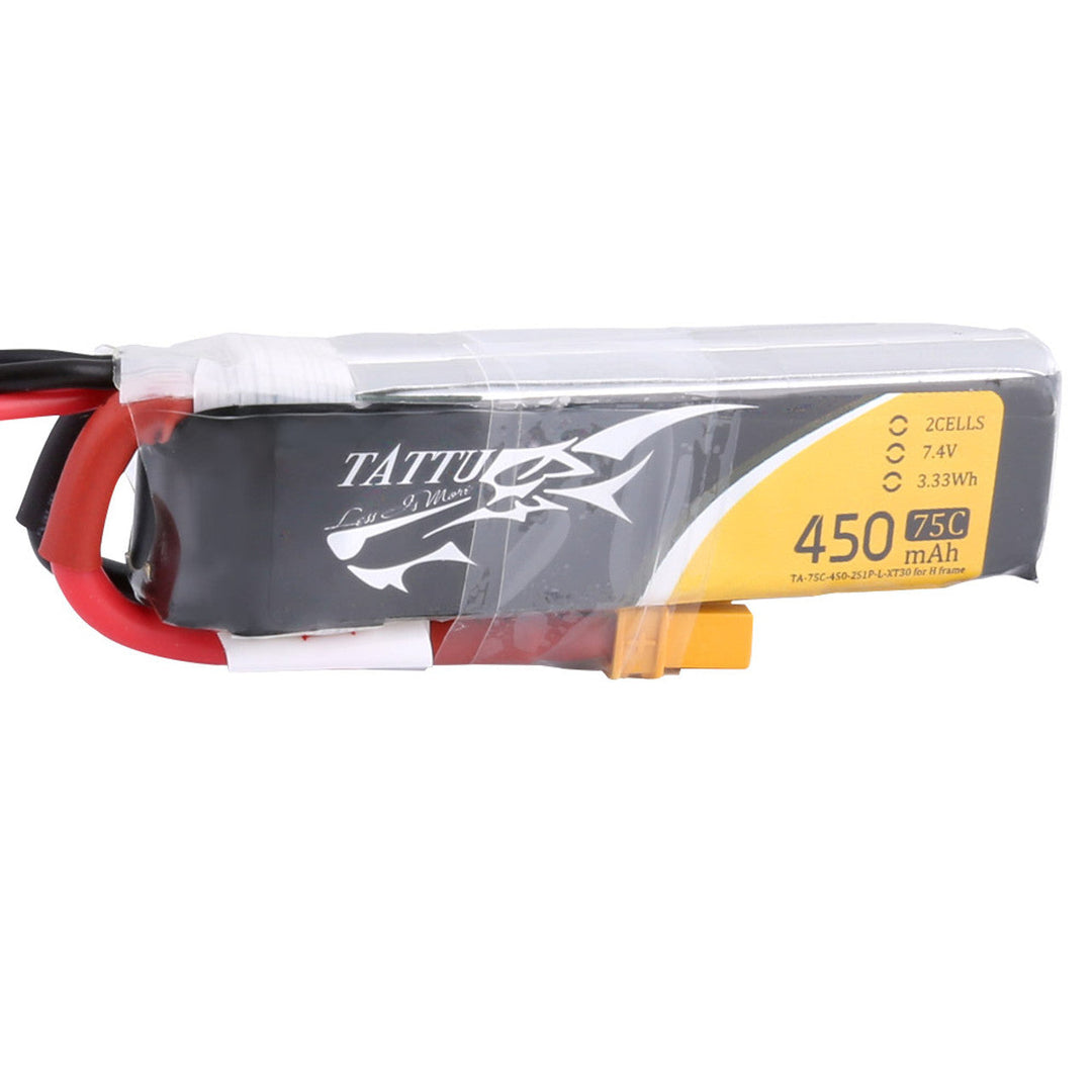 Tattu 450mAh 2S 75C 7.4V LiPo Battery Pack With XT30 Plug - Long Size