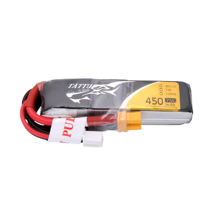 Tattu 450mAh 2S 75C 7.4V LiPo Battery Pack With XT30 Plug - Long Size