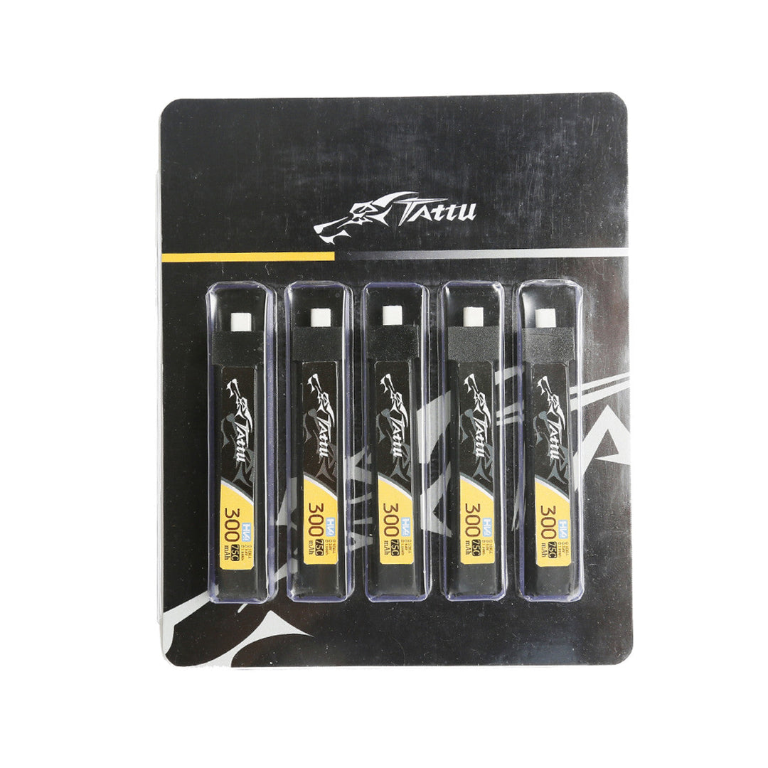 Tattu 300mAh 1S 75C 3.8V High Voltage LiPo Battery Pack (5pcs) - PH2.0