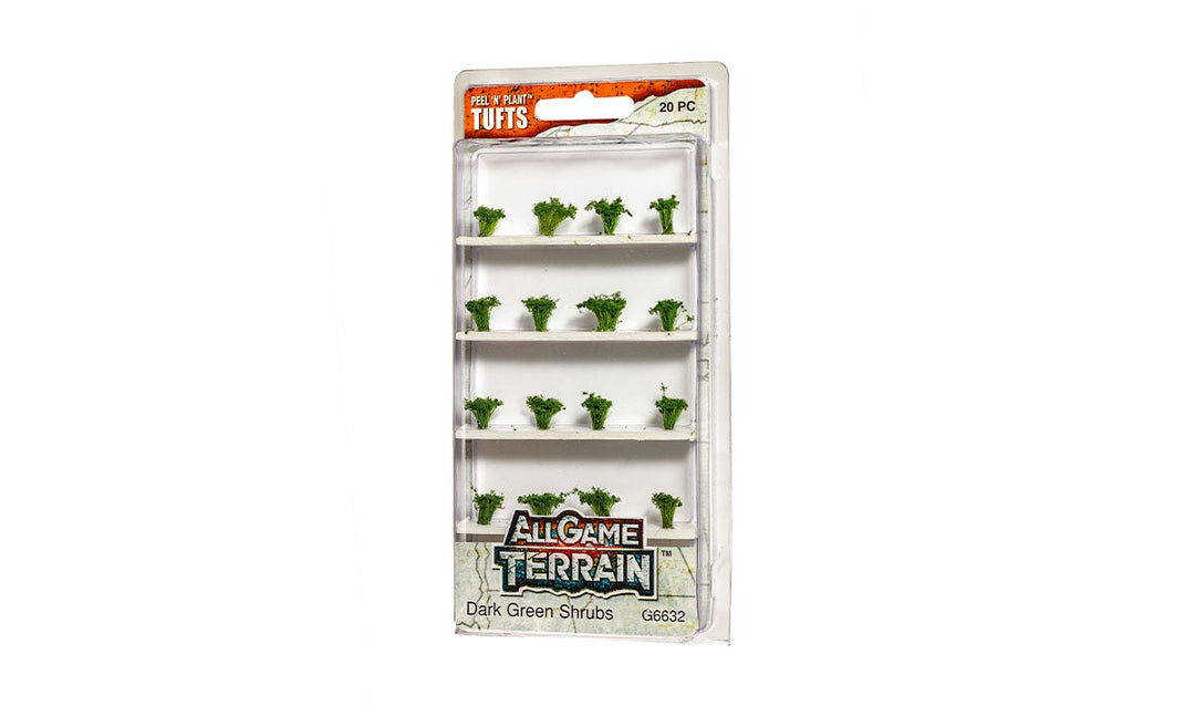 Woodland Scenics G6632 All Game Terrain Peel 'n' Plant Tufts Dark Green Shrubs
