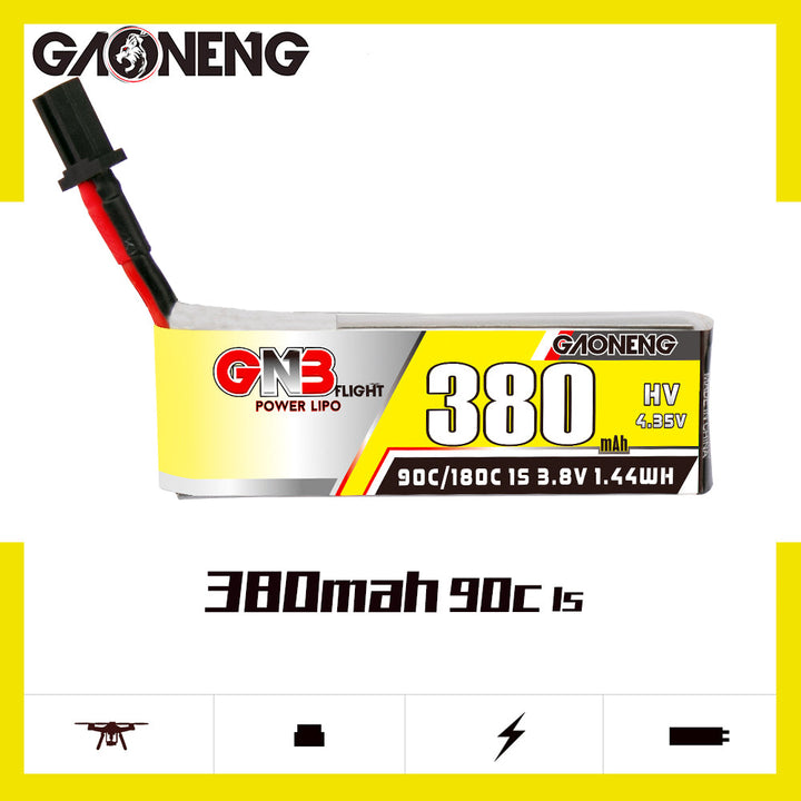 GNB 380mAh 1S 3.8V HV 90C  Cabled for Emax NanoHawk