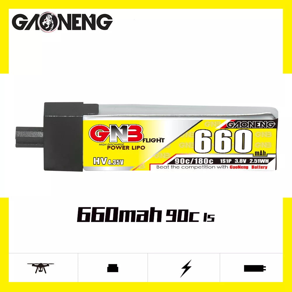 GNB 1S 3.8V HV 660MAH 90C GNB27 Plastic Head LiPo Battery