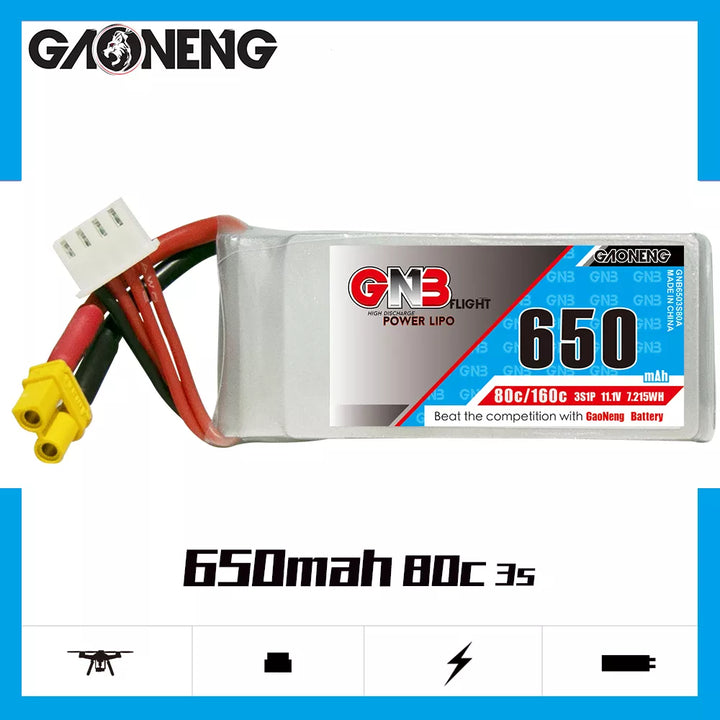 GNB 650mAh 11.1v 3S 80C - XT30 Lipo Battery