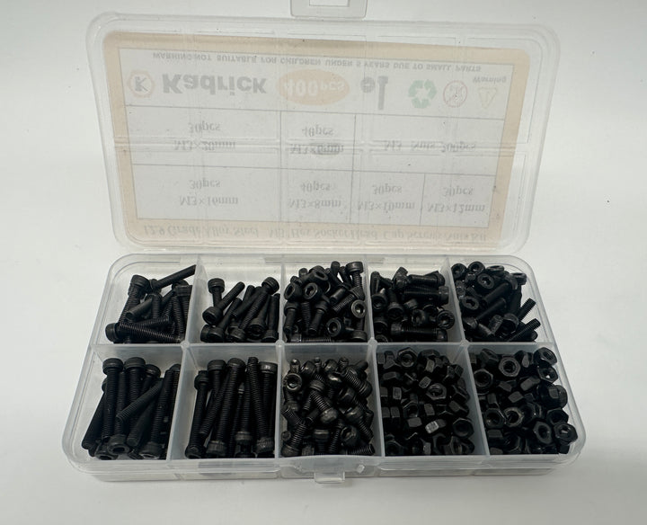 Kit surtido de espaciadores y tuercas de nailon hexagonales macho-hembra M3, color negro