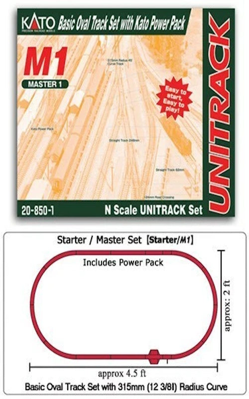 Kato 20-852 N Scale M1 Basic Oval Track Set With Power Pack