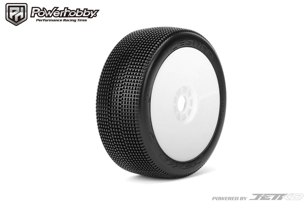 Powerhobby Lesnar 1/8 Buggy Mounted Tires White Dish Wheels (2) Ultra Soft