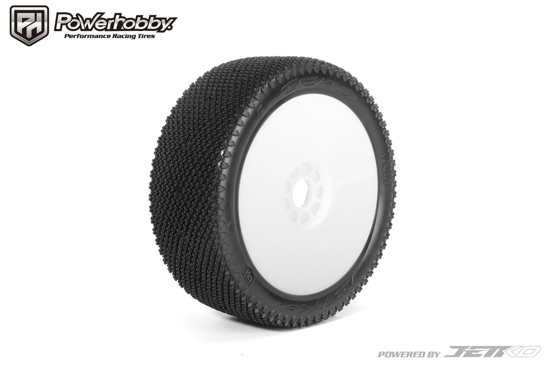 Powerhobby J-Zero 1/8 Buggy Tires White Dish Wheels (2) Ultra Soft Unglued