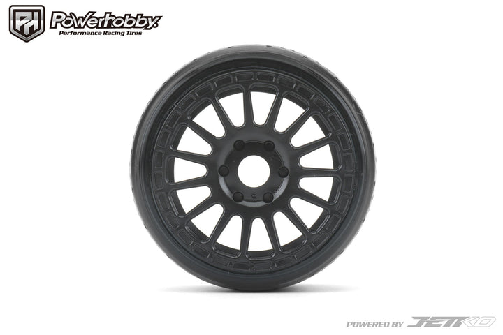 Powerhobby 1/8 GT Hot Dot Belted Mounted Tires 17mm Ultra Soft Compound Radial Wheels