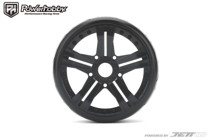 Powerhobby 1/8 GT Vertex Belted Mounted Tires 17mm Super Soft Compound Claw Wheels