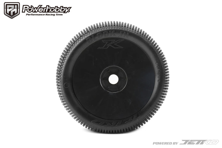 Powerhobby Block In 1/8 Truggy Mounted Tires Black Dish Wheels (2) Ultra Soft