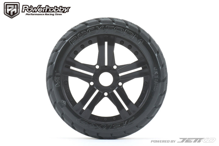 Powerhobby 1/8 Buggy Rockform BELTED Tires Mounted on Black Claw Rims