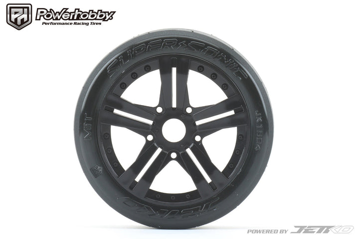 Powerhobby 1/8 Buggy Super Sonic BELTED Tires Mounted on Black Claw Rims